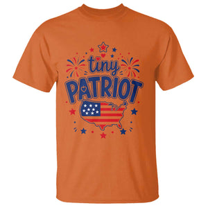 Tiny Patriot 4th of July Fireworks T Shirt USA Map American Flag Red White and Blue Patriotic Holiday
