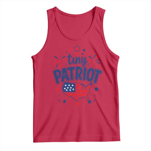 Tiny Patriot 4th of July Fireworks Tank Top USA Map American Flag Red White and Blue Patriotic Holiday