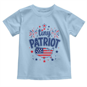 Tiny Patriot 4th of July Fireworks Toddler T Shirt USA Map American Flag Red White and Blue Patriotic Holiday