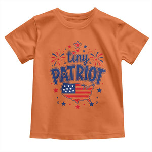 Tiny Patriot 4th of July Fireworks Toddler T Shirt USA Map American Flag Red White and Blue Patriotic Holiday