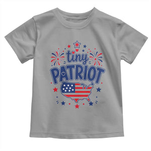 Tiny Patriot 4th of July Fireworks Toddler T Shirt USA Map American Flag Red White and Blue Patriotic Holiday