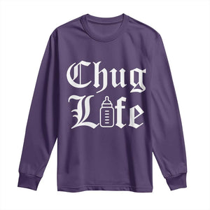 Chug Life Funny Baby Milk Bottle Graphic Long Sleeve Shirt Hip Hop Parody Milestone Gift