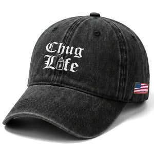 Chug Life Funny Baby Milk Bottle Graphic Washed Cotton Baseball Cap Hip Hop Parody Milestone Gift