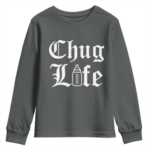 Chug Life Funny Baby Milk Bottle Graphic Youth Sweatshirt Hip Hop Parody Milestone Gift