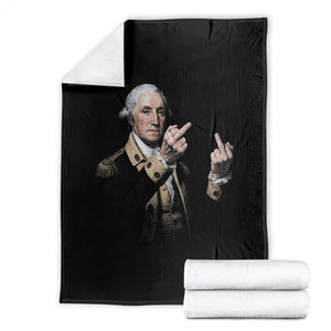 Funny George Washington Middle Fingers Rebel Portrait Throw Blanket Edgy Classic Oil Painting Parody Patriotic Humor Graphic