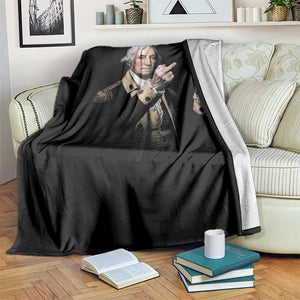 Funny George Washington Middle Fingers Rebel Portrait Throw Blanket Edgy Classic Oil Painting Parody Patriotic Humor Graphic
