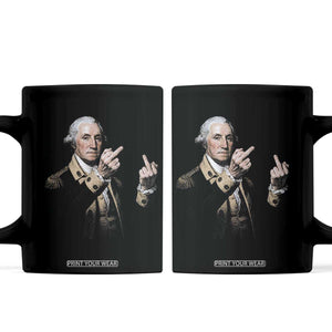 Funny George Washington Middle Fingers Rebel Portrait Coffee Mug Edgy Classic Oil Painting Parody Patriotic Humor Graphic