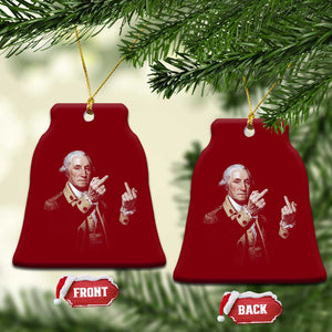 Funny George Washington Middle Fingers Rebel Portrait Ceramic Ornament Edgy Classic Oil Painting Parody Patriotic Humor Graphic