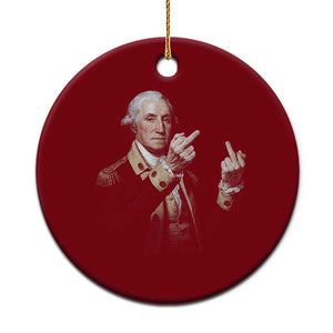 Funny George Washington Middle Fingers Rebel Portrait Ceramic Ornament Edgy Classic Oil Painting Parody Patriotic Humor Graphic