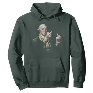 Funny George Washington Middle Fingers Rebel Portrait Hoodie Edgy Classic Oil Painting Parody Patriotic Humor Graphic