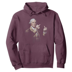 Funny George Washington Middle Fingers Rebel Portrait Hoodie Edgy Classic Oil Painting Parody Patriotic Humor Graphic