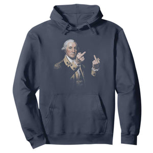 Funny George Washington Middle Fingers Rebel Portrait Hoodie Edgy Classic Oil Painting Parody Patriotic Humor Graphic