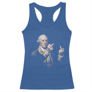 Funny George Washington Middle Fingers Rebel Portrait Racerback Tank Top Edgy Classic Oil Painting Parody Patriotic Humor Graphic