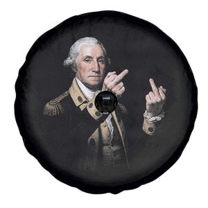 Funny George Washington Middle Fingers Rebel Portrait Spare Tire Cover Edgy Classic Oil Painting Parody Patriotic Humor Graphic