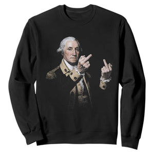 Funny George Washington Middle Fingers Rebel Portrait Sweatshirt Edgy Classic Oil Painting Parody Patriotic Humor Graphic