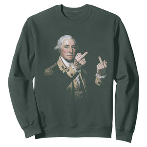 Funny George Washington Middle Fingers Rebel Portrait Sweatshirt Edgy Classic Oil Painting Parody Patriotic Humor Graphic