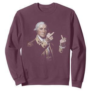 Funny George Washington Middle Fingers Rebel Portrait Sweatshirt Edgy Classic Oil Painting Parody Patriotic Humor Graphic