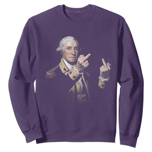 Funny George Washington Middle Fingers Rebel Portrait Sweatshirt Edgy Classic Oil Painting Parody Patriotic Humor Graphic