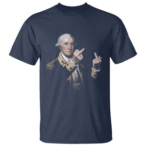 Funny George Washington Middle Fingers Rebel Portrait T Shirt Edgy Classic Oil Painting Parody Patriotic Humor Graphic