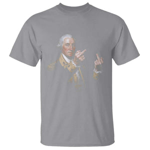Funny George Washington Middle Fingers Rebel Portrait T Shirt Edgy Classic Oil Painting Parody Patriotic Humor Graphic