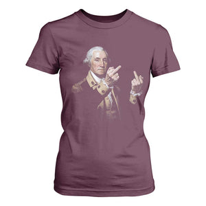 Funny George Washington Middle Fingers Rebel Portrait T Shirt For Women Edgy Classic Oil Painting Parody Patriotic Humor Graphic