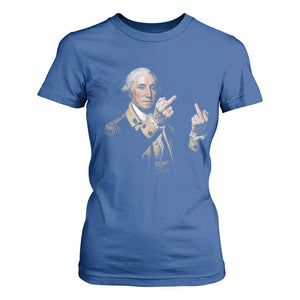 Funny George Washington Middle Fingers Rebel Portrait T Shirt For Women Edgy Classic Oil Painting Parody Patriotic Humor Graphic