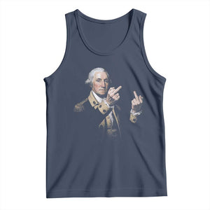 Funny George Washington Middle Fingers Rebel Portrait Tank Top Edgy Classic Oil Painting Parody Patriotic Humor Graphic