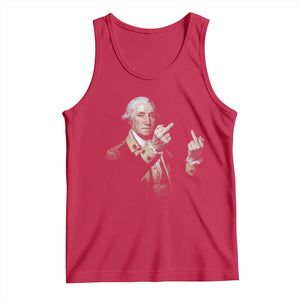 Funny George Washington Middle Fingers Rebel Portrait Tank Top Edgy Classic Oil Painting Parody Patriotic Humor Graphic