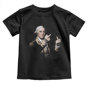 Funny George Washington Middle Fingers Rebel Portrait Toddler T Shirt Edgy Classic Oil Painting Parody Patriotic Humor Graphic