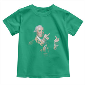 Funny George Washington Middle Fingers Rebel Portrait Toddler T Shirt Edgy Classic Oil Painting Parody Patriotic Humor Graphic