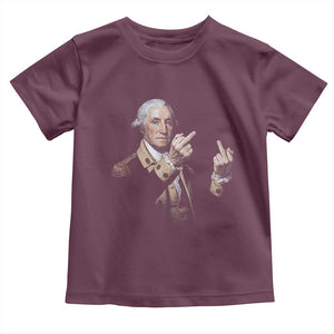 Funny George Washington Middle Fingers Rebel Portrait Toddler T Shirt Edgy Classic Oil Painting Parody Patriotic Humor Graphic