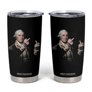 Funny George Washington Middle Fingers Rebel Portrait Tumbler Cup Edgy Classic Oil Painting Parody Patriotic Humor Graphic