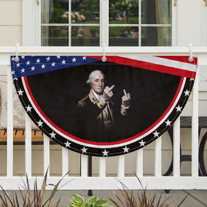 Funny George Washington Middle Fingers Rebel Portrait Patriotic Fan Flag Edgy Classic Oil Painting Parody Humor Graphic