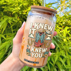Retro Coastal Cowgirl I Knew It I Knew You Glass Can Pink Boots Vintage Country Pop Music Western Floral Graphic