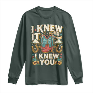 Retro Coastal Cowgirl I Knew It I Knew You Long Sleeve Shirt Pink Boots Vintage Country Pop Music Western Floral Graphic