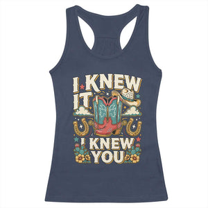 Retro Coastal Cowgirl I Knew It I Knew You Racerback Tank Top Pink Boots Vintage Country Pop Music Western Floral Graphic