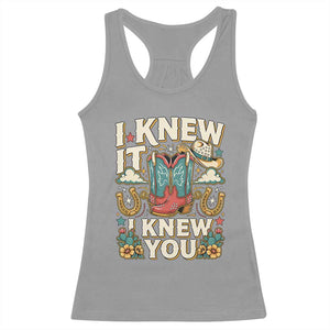 Retro Coastal Cowgirl I Knew It I Knew You Racerback Tank Top Pink Boots Vintage Country Pop Music Western Floral Graphic