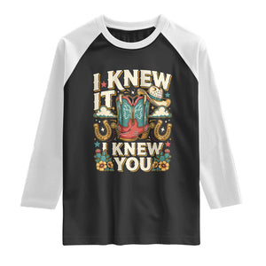 Retro Coastal Cowgirl I Knew It I Knew You Raglan Shirt Pink Boots Vintage Country Pop Music Western Floral Graphic