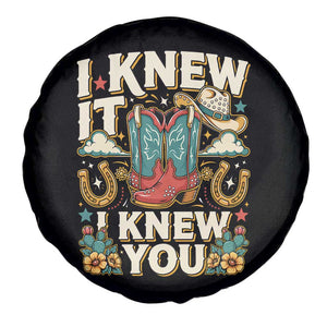 Retro Coastal Cowgirl I Knew It I Knew You Spare Tire Cover Pink Boots Vintage Country Pop Music Western Floral Graphic