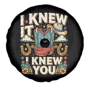 Retro Coastal Cowgirl I Knew It I Knew You Spare Tire Cover Pink Boots Vintage Country Pop Music Western Floral Graphic