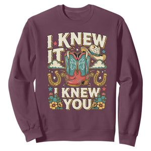 Retro Coastal Cowgirl I Knew It I Knew You Sweatshirt Pink Boots Vintage Country Pop Music Western Floral Graphic