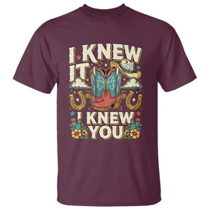 Retro Coastal Cowgirl I Knew It I Knew You T Shirt Pink Boots Vintage Country Pop Music Western Floral Graphic