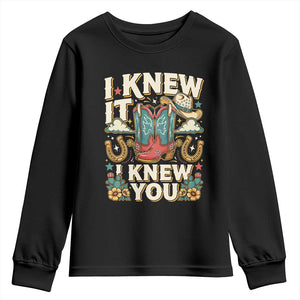 Retro Coastal Cowgirl I Knew It I Knew You Youth Sweatshirt Pink Boots Vintage Country Pop Music Western Floral Graphic