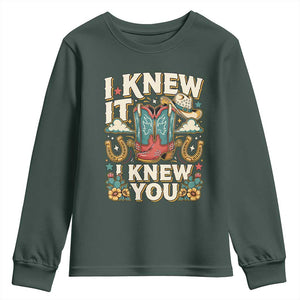 Retro Coastal Cowgirl I Knew It I Knew You Youth Sweatshirt Pink Boots Vintage Country Pop Music Western Floral Graphic