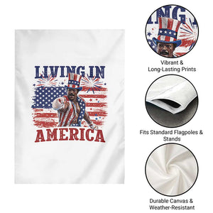 Living In America Funny Patriotic Heavyweight Boxer Garden Flag Vintage Distressed Flag Uncle Sam Hat Boxing Champion