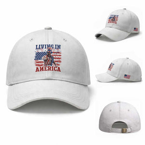 Living In America Funny Patriotic Heavyweight Boxer Baseball Cap Vintage Distressed Flag Uncle Sam Hat Boxing Champion