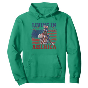 Living In America Funny Patriotic Heavyweight Boxer Hoodie Vintage Distressed Flag Uncle Sam Hat Boxing Champion