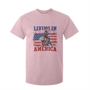 Living In America Funny Patriotic Heavyweight Boxer T Shirt For Kid Vintage Distressed Flag Uncle Sam Hat Boxing Champion
