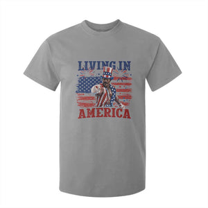 Living In America Funny Patriotic Heavyweight Boxer T Shirt For Kid Vintage Distressed Flag Uncle Sam Hat Boxing Champion