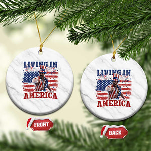 Living In America Funny Patriotic Heavyweight Boxer Ceramic Ornament Vintage Distressed Flag Uncle Sam Hat Boxing Champion